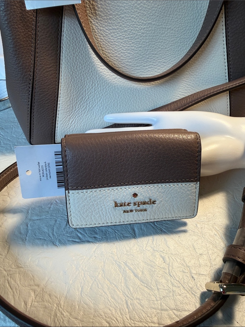 NWT Kate Spade Micro Tri Fold Wallet  Jackson Colorblock NeutralMLT